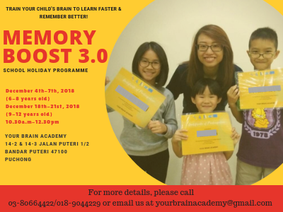 Memory Boost 3.0 School Holiday Programme @ Your Brain Academy
