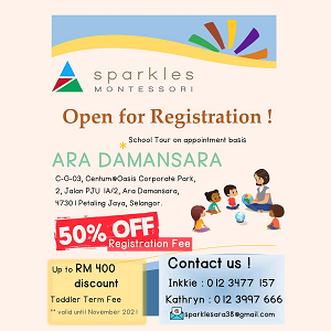 Open for Registration @ Sparkles Montessori Ara Damansara, Petaling Jaya