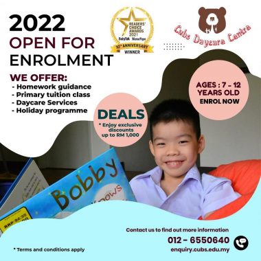 2022 Open for Enrolment @ Cubs Daycare Centre, Subang Jaya