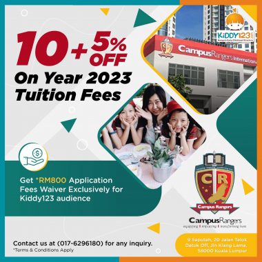 10 + 5 % OFF on Year 2023 Tuition Fees @ Campus Rangers International School, 9Seputeh