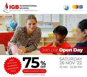 Open Day – 100% Application Fee Rebate @ IGB International School, Sierramas, Sungai Buloh